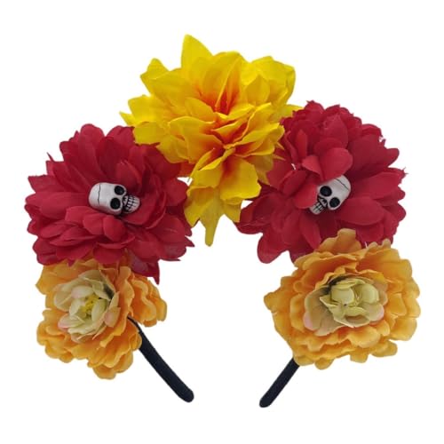 YPREWY Rose Hexe Kostüm Haarreifen Dunkle Blume Schädel Haarstyling für Live Show Stirnband Karneval von YPREWY