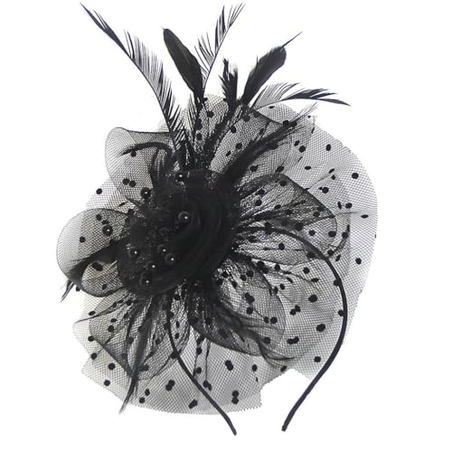 YPREWY Vintage-Stil, Netz-Hut mit gefiedertem Stirnband, Haarschmuck, Haarschmuck, Kopfbedeckung für Hochzeiten und Partys von YPREWY