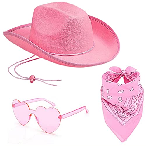 YPREWY Western-Cowgirl-Kostüm-Set für Junggesellinnenabschied, Hut, Schal, Sonnenbrille, Damen, Brautparty, Kostüm, Nachtclub, Kopfschmuck, Cowboy, Outdoor von YPREWY
