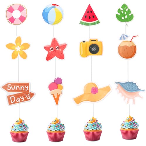 36 Stück Strand-Kuchenaufsätze, niedliche Ozean-Kuchendekorationen, Pool-Party-Cupcake-Topper, Hawaii-Kuchenaufsatz, Wassermelone, Kokosnuss, Hausschuhe, Topper für Geburtstag, Hochzeit, Pool, Party 36 Stück Strand-Kuchenaufsätze, niedliche Ozean-Kuchendekorationen, Pool-Party-Cupcake-Topper, Hawaii-Kuchenaufsatz, Wassermelone, Kokosnuss, Hausschuhe, Topper für Geburtstag, Hochzeit, Pool, Party von YQQYG