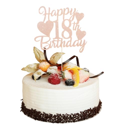 YQQYG Torten Deko Happy Birthday 18th, Roségold Geburtstag Kuchenaufsätze für Jungen Mädchen, Cake Topper Kuchendeko für Geburtstag, Jahrestag, Partyzubehör YQQYG Torten Deko Happy Birthday 18th, Roségold Geburtstag Kuchenaufsätze für Jungen Mädchen, Cake Topper Kuchendeko für Geburtstag, Jahrestag, Partyzubehör von YQQYG