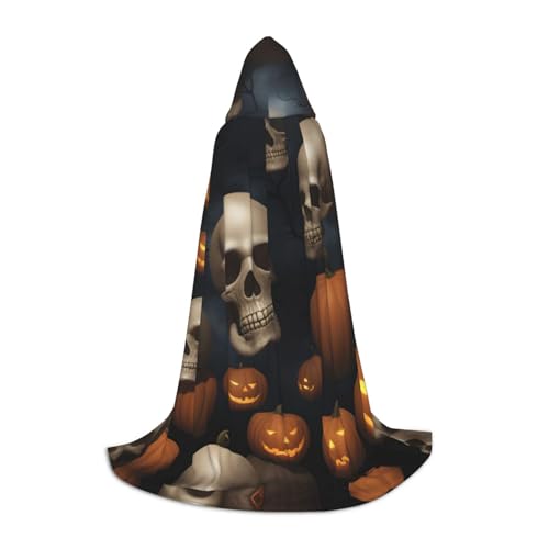 YQTGBCED Halloween-Umhang mit Totenkopf-Aufdruck für Halloween, Renaissance-Stil, perfekt für Rollenspiele und Partys von YQTGBCED