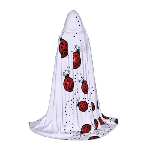 YQTGBCED Kapuzenumhang mit Marienkäfermotiv für Halloween, Renaissance-Stil, perfekt für Rollenspiele und Partys von YQTGBCED
