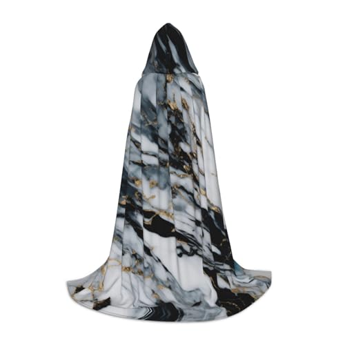 YQTGBCED Kapuzenumhang mit Marmor-Druck für Halloween, Renaissance-Stil, perfekt für Rollenspiele und Partys von YQTGBCED