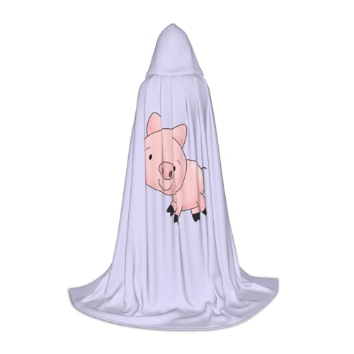YQTGBCED Kapuzenumhang mit Schweinchenmuster für Halloween, Renaissance-Stil, perfekt für Rollenspiele und Partys von YQTGBCED