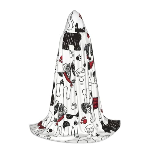 YQTGBCED Kapuzenumhang mit schönem Hunde-Aufdruck für Halloween, Renaissance-Stil, perfekt für Rollenspiele und Partys von YQTGBCED