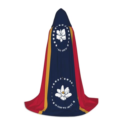YQTGBCED Mississippi Kapuzenumhang mit Staatsflagge, für Halloween, Renaissance-Stil, perfekt für Rollenspiele und Partys von YQTGBCED