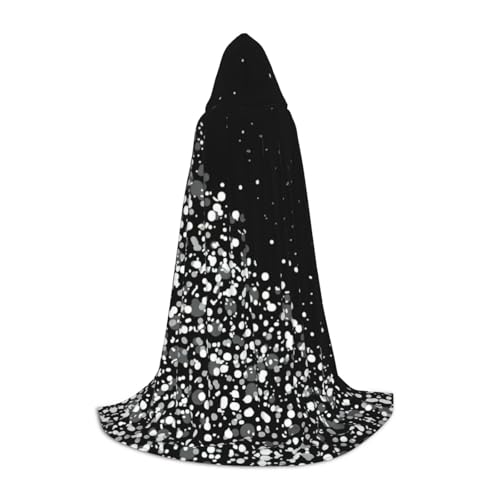 YQTGBCED Schwarz-weißer Kapuzenumhang mit Glitzer-Druck für Halloween, Renaissance-Stil, perfekt für Rollenspiele und Partys YQTGBCED Schwarz-weißer Kapuzenumhang mit Glitzer-Druck für Halloween, Renaissance-Stil, perfekt für Rollenspiele und Partys von YQTGBCED