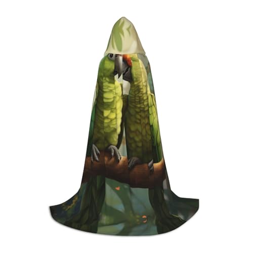 YQTGBCED Umhang mit Kapuze für Paare, Papageien, Olivendruck, für Halloween, Renaissance-Stil, perfekt für Rollenspiele und Partys von YQTGBCED