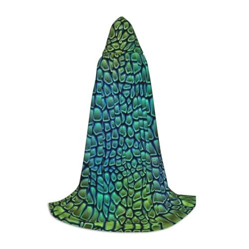 YQTGBCED Umhang mit Kapuze mit Alligatorhaut-Aufdruck für Halloween, Renaissance-Stil, perfekt für Rollenspiele und Partys von YQTGBCED