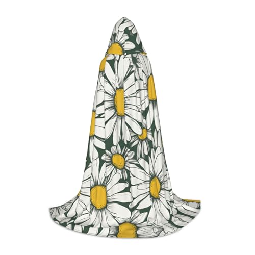 YQTGBCED Umhang mit weißem Gänseblümchen-Print für Halloween, Renaissance-Stil, perfekt für Rollenspiele und Partys von YQTGBCED