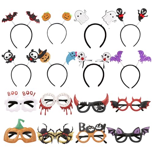 YQUQWN Halloween-Party-Dekorationen, Halloween-Stirnbänder und Brillen, sortiert für Erwachsene, Partyzubehör, Cosplay-Zubehör, Foto-Requisiten, 16 Stück YQUQWN Halloween-Party-Dekorationen, Halloween-Stirnbänder und Brillen, sortiert für Erwachsene, Partyzubehör, Cosplay-Zubehör, Foto-Requisiten, 16 Stück von YQUQWN