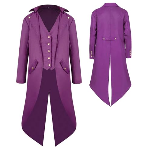 YQVGFBY Herren Gothic Steampunk Frack Mantel Männer,Mittelalter Viktorianischen Vintage Jacke Uniform Lange Smoking,Renaissance Piraten Vampir Party Cosplay Kostüme for Erwachsene Herren (Lila, 3XL) YQVGFBY Herren Gothic Steampunk Frack Mantel Männer,Mittelalter Viktorianischen Vintage Jacke Uniform Lange Smoking,Renaissance Piraten Vampir Party Cosplay Kostüme for Erwachsene Herren (Lila, 3XL) von YQVGFBY