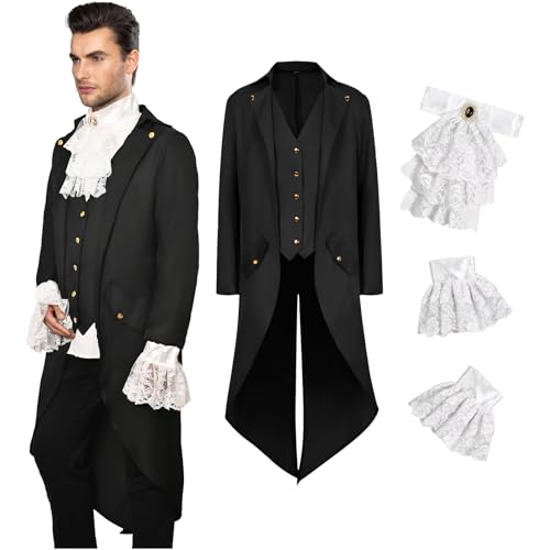 YQVGFBY Mittelalter Kleidung Herren Kostüme Mittelalter Steampunk Jacke, Gothic Frack Mantel, Viktorianische Frack Herren Kostüme für Männer, Halloween Piraten Vampir Cosplay Kostüme (Kostüme A, M) YQVGFBY Mittelalter Kleidung Herren Kostüme Mittelalter Steampunk Jacke, Gothic Frack Mantel, Viktorianische Frack Herren Kostüme für Männer, Halloween Piraten Vampir Cosplay Kostüme (Kostüme A, M) von YQVGFBY