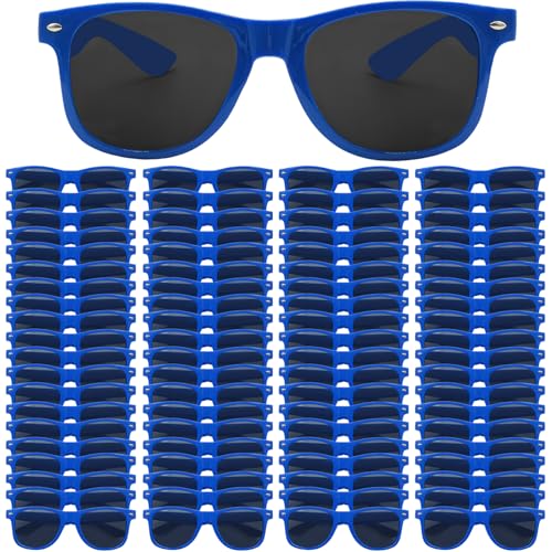 YQVIE 50/100 Stück Großhandel Erwachsene Sonnenbrillen für Männer Frauen in Großhandel 70er Jahre Retro Günstige Brillen für Partyzubehör (100 Blau, Schwarz) von YQVIE