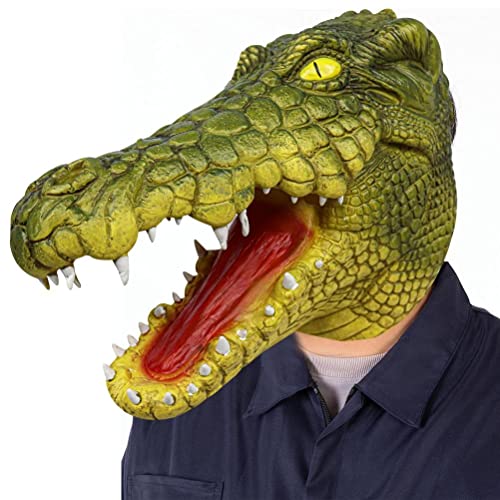 YQkoop Krokodil-Alligator-Maske, Latex-Tier, Vollkopf-Maske, Halloween-Kostüm, Party, Cosplay, Maske von YQkoop