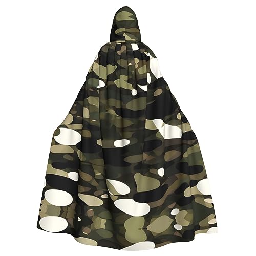 Abstrakter Camouflage-Druck, Uni, Kapuzenmantel, Hexen-Vampir-Zauberer-Robe für Halloween, Cosplay-Kostüme von YQxwJL