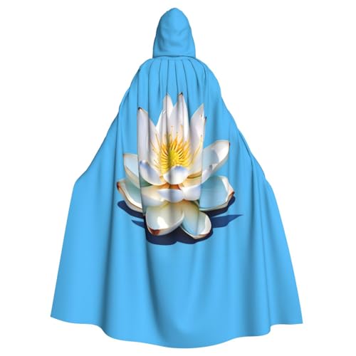 Asiatischer Lotus-Muster-Druck, Uni, Kapuzenmantel, Hexen-Vampir-Zauberer-Robe für Halloween, Cosplay-Kostüme von YQxwJL