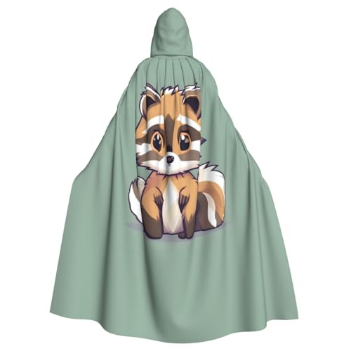 Cartoon-süßer Waschbär-Druck, Uni, Kapuzenmantel, Hexen-Vampir-Zauberer-Robe für Halloween, Cosplay-Kostüme von YQxwJL
