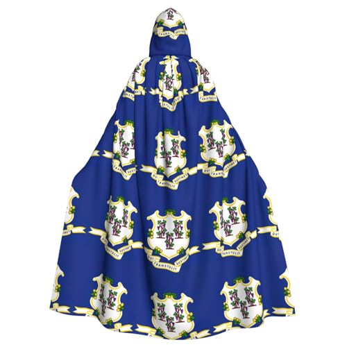Connecticut Uni Kapuzenmantel mit Staatsflagge, Hexen-Vampir-Zauberer-Robe für Halloween, Cosplay-Kostüme von YQxwJL