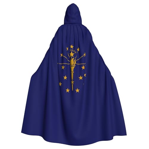 Indiana State Flag Print Uni Kapuzenumhang Kapuzenmantel Hexe Vampir Zauberer Robe für Halloween Cosplay Kostüme von YQxwJL