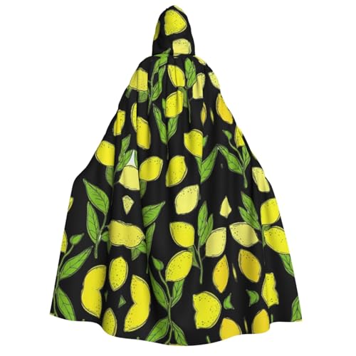 Langer Kapuzenumhang mit gelbem Zitronenmuster, Uni, mit Kapuze, Halloween, Weihnachten, Kostüme, Partyumhang Langer Kapuzenumhang mit gelbem Zitronenmuster, Uni, mit Kapuze, Halloween, Weihnachten, Kostüme, Partyumhang von YQxwJL