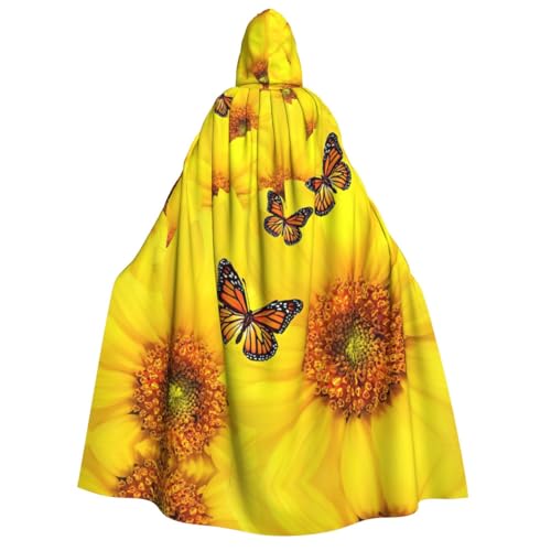 Langer Umhang mit gelben Blumen und Schmetterlingen, Uni, Umhang mit Kapuze, Halloween-Kostüm, Umhang für Erwachsene, Vampir-Hexenumhang Langer Umhang mit gelben Blumen und Schmetterlingen, Uni, Umhang mit Kapuze, Halloween-Kostüm, Umhang für Erwachsene, Vampir-Hexenumhang von YQxwJL
