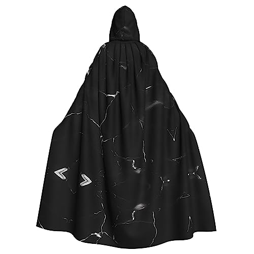 Schwarzer Marmordruck, Uni, Kapuzenmantel, Hexen-Vampir-Zauberer-Robe für Halloween, Cosplay-Kostüme von YQxwJL