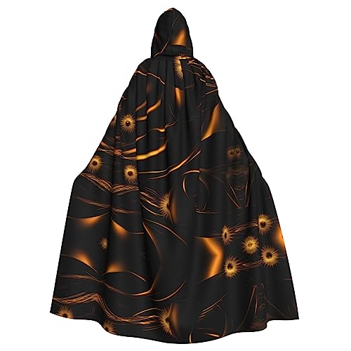 Schwarzer und goldener Hintergrunddruck, Uni-Kapuzenmantel, Hexen-Vampir-Zauberer-Robe für Halloween, Cosplay-Kostüme von YQxwJL