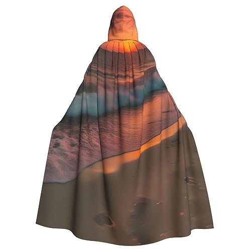 Sonnenuntergang am Strand, Uni, Kapuzenmantel, Hexen-Vampir-Zauberer-Robe für Halloween, Cosplay-Kostüme von YQxwJL