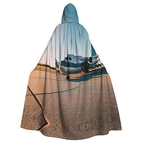 Uni-Kapuzenmantel mit Flugzeugdruck, Hexen-Vampir-Zauberer-Robe für Halloween, Cosplay-Kostüme von YQxwJL