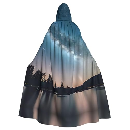 Uni Kapuzenmantel mit Nachthimmel und Bäumen, Hexen-Vampir-Zauberer-Robe für Halloween, Cosplay-Kostüme von YQxwJL
