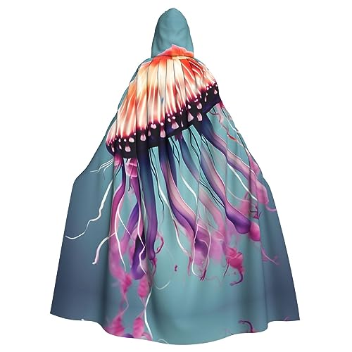 Uni Kapuzenmantel mit Quallen-Druck, Hexen-Vampir-Zauberer-Robe für Halloween, Cosplay-Kostüme von YQxwJL