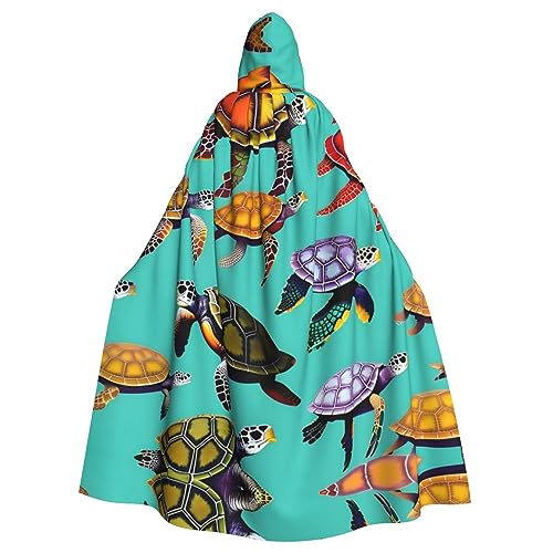 Uni-Kapuzenmantel mit Tiermotiven, Motiv: Meeresschildkröten, Hexe, Vampir, Zauberer, Robe für Halloween, Cosplay-Kostüme von YQxwJL