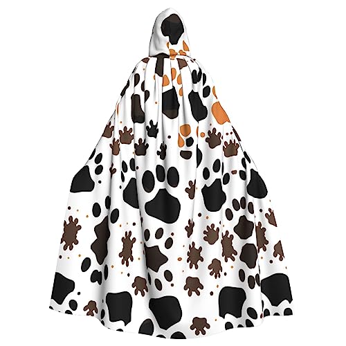 Uni Kapuzenmantel mit Tierpfotenabdruck, Hexen-Vampir-Zauberer-Robe für Halloween, Cosplay-Kostüme von YQxwJL