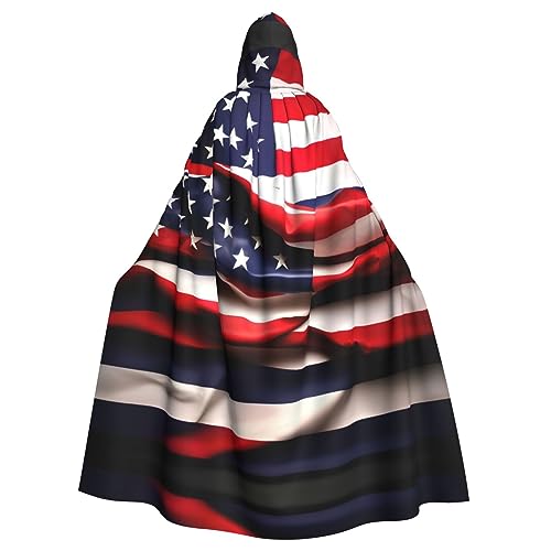 Uni Kapuzenmantel mit amerikanischer Flagge, Hexen-Vampir-Zauberer-Robe für Halloween, Cosplay-Kostüme von YQxwJL