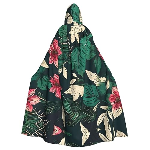 Uni Kapuzenumhang mit Blumenblatt-Druck, Hexen-Vampir-Zauberer-Robe für Halloween, Cosplay-Kostüme von YQxwJL