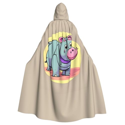 Uni Kapuzenumhang mit Cartoon-Nilpferd, Hexen-Vampir-Zauberer-Robe für Halloween, Cosplay-Kostüme von YQxwJL