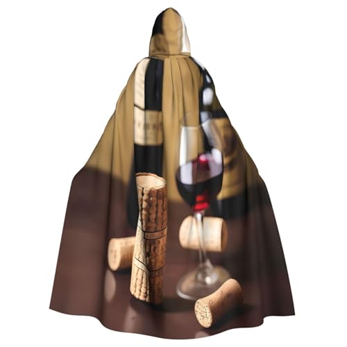 Uni Kapuzenumhang mit Weinkorken-Druck, Hexen-Vampir-Zauberer-Robe für Halloween, Cosplay-Kostüme von YQxwJL