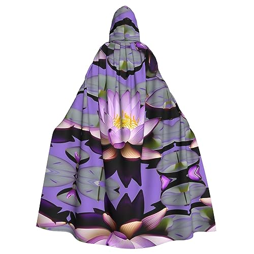Violetter Lotusblumen-Druck, Uni, Kapuzenmantel, Hexen-Vampir-Zauberer-Robe für Halloween, Cosplay-Kostüme von YQxwJL