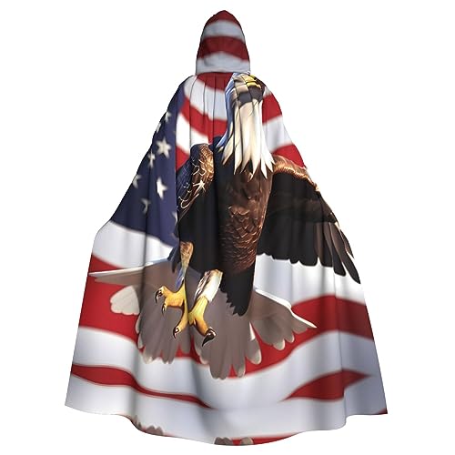 Weißkopfseeadler mit amerikanischer Flagge, Uni, Kapuzenmantel, Hexen-Vampir-Zauberer-Robe für Halloween, Cosplay-Kostüme von YQxwJL