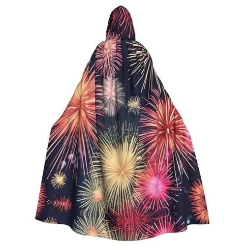 Wunderschöner Feuerwerk-Druck, Uni, Kapuzenmantel, Hexen-Vampir-Zauberer-Robe für Halloween, Cosplay-Kostüme von YQxwJL