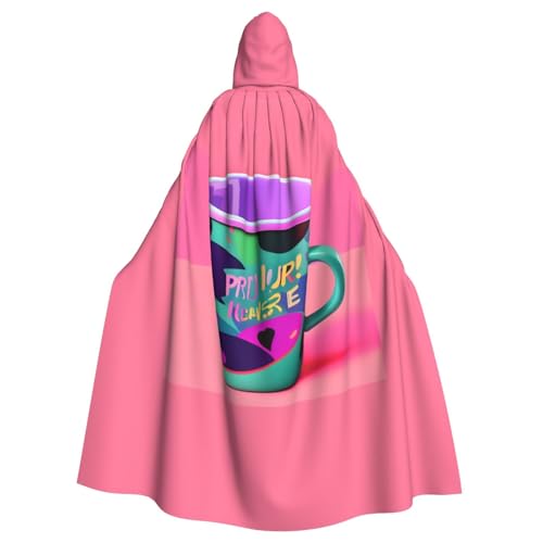 YQxwJL 90er Jahre Tasse Uni Bedruckter Umhang mit Kapuze Umhang mit Kapuze Halloween Cosplay Hexe Vampir Zauberer Kleid von YQxwJL