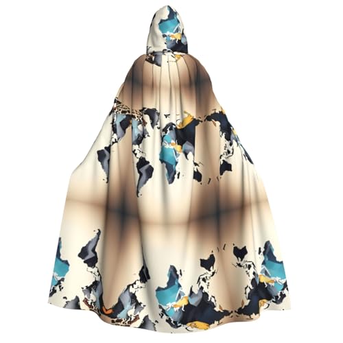 YQxwJL Abstrakter Weltkarten-Druck, Uni, Erwachsene, Kapuzenumhang, Hexenumhang, Horror-Umhang, für Halloween, Cosplay-Kostüme YQxwJL Abstrakter Weltkarten-Druck, Uni, Erwachsene, Kapuzenumhang, Hexenumhang, Horror-Umhang, für Halloween, Cosplay-Kostüme von YQxwJL