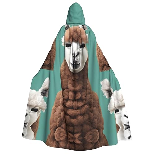YQxwJL Alpaka-Llama-Druck, Uni, Erwachsene, Kapuzenumhang, Hexenumhang, Horror-Umhang, für Halloween, Cosplay-Kostüme von YQxwJL