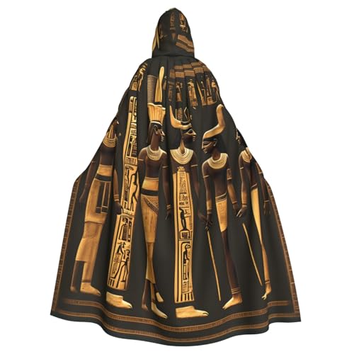 YQxwJL Antiker ägyptischer Hieroglyphen-Druck, Karneval, Umhang, Zauberer, Kapuzenumhang, für Erwachsene, Halloween, Cosplay-Kostüme von YQxwJL