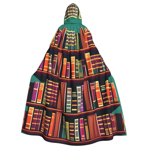 YQxwJL Bibliothek Bücherregal Druck Karneval Umhang Robe Umhang Zauberer Kapuzenumhang für Erwachsene Halloween Cosplay Kostüme von YQxwJL