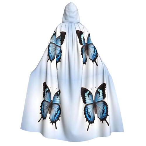 YQxwJL Blauer Schmetterlings-Druck, Uni, Erwachsene, Kapuzenumhang, Hexenumhang, Horror-Umhang, für Halloween, Cosplay-Kostüme YQxwJL Blauer Schmetterlings-Druck, Uni, Erwachsene, Kapuzenumhang, Hexenumhang, Horror-Umhang, für Halloween, Cosplay-Kostüme von YQxwJL