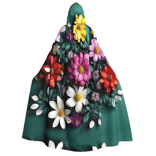 YQxwJL Blumen-Kunstdruck, Uni, Erwachsene, Kapuzenumhang, Hexenumhang, Horror-Umhang, für Halloween, Cosplay-Kostüme von YQxwJL