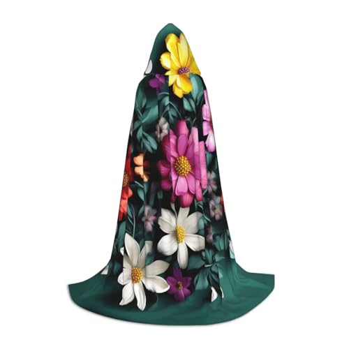 YQxwJL Blumen Kunstdruck-Kapuzenumhang, Uni-Umhang, Hexenumhang, Vampirumhang für Halloween-Kostüme von YQxwJL
